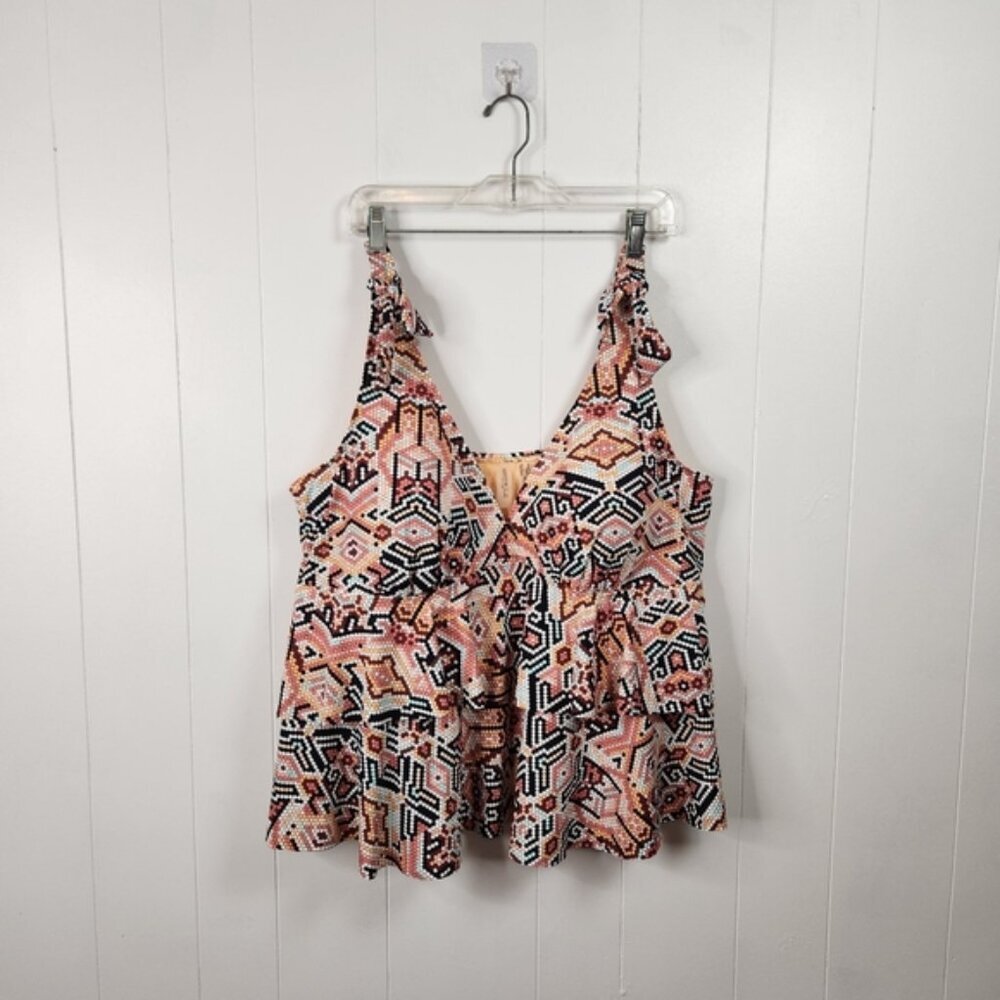 Addition Elle Boho Tankini Swimsuit Top Plus Size 3X Beach Cruise
